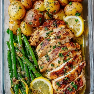 Healthy Lemon Garlic Chicken Meal Prep Bowls with colorful vegetables