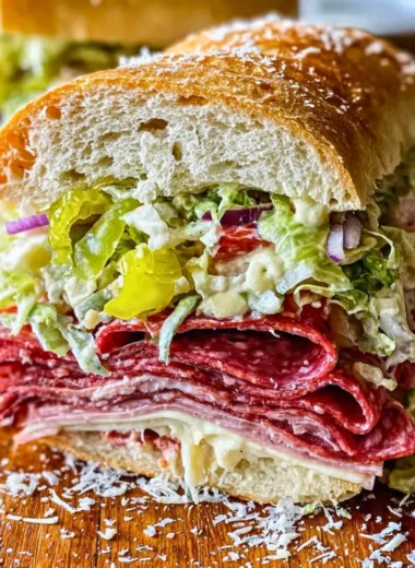 Italian Grinder Salad Sandwich with fresh vegetables and Italian dressing