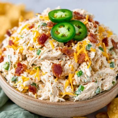 Delicious Jalapeño Popper Keto Chicken Salad in a bowl