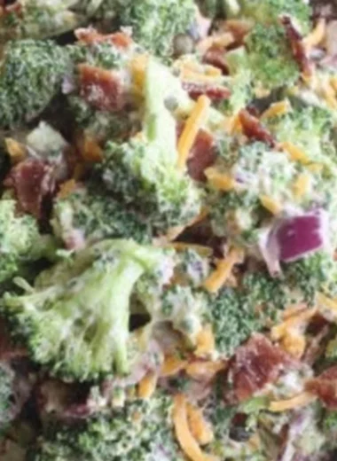 Keto Broccoli Salad with cheese and nuts