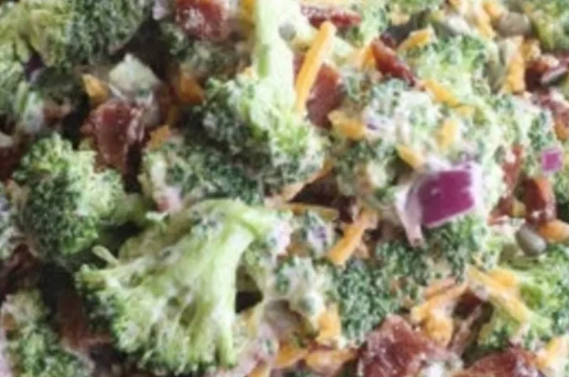 Keto Broccoli Salad with cheese and nuts