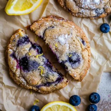 Freshly baked lemon blueberry cookies on a plate