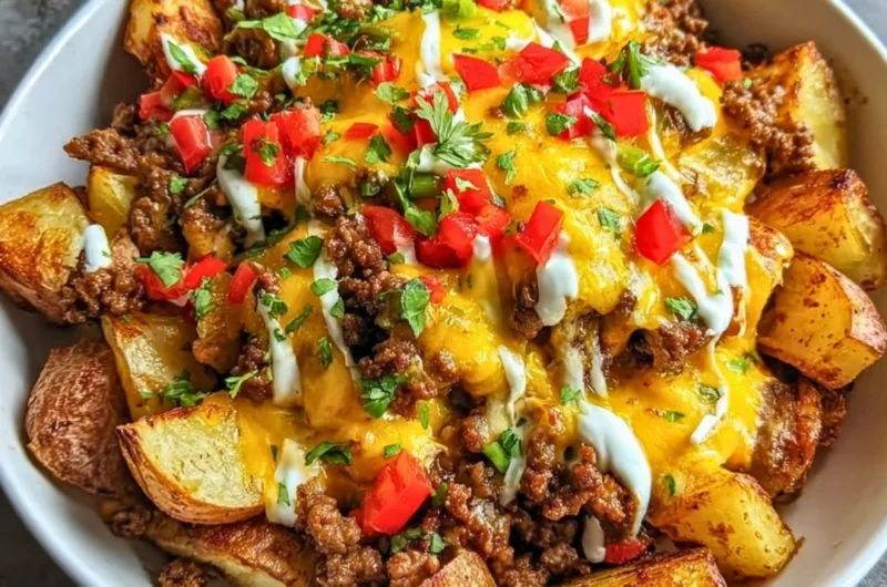 Loaded Southwest potato bowls topped with fresh ingredients and spices