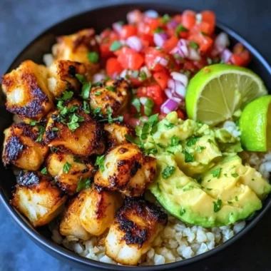 Low-Carb Fish Taco Bowls with fresh ingredients and vibrant toppings