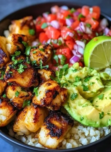 Low-Carb Fish Taco Bowls with fresh ingredients and vibrant toppings