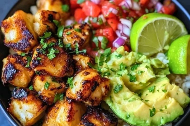 Low-Carb Fish Taco Bowls with fresh ingredients and vibrant toppings