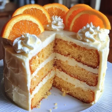 Delicious Orange Creamsicle Cake topped with orange frosting and sprinkles.