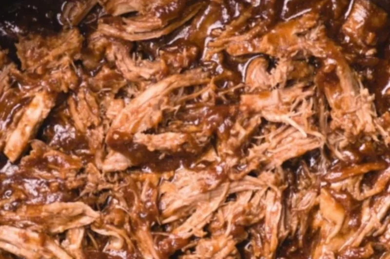 Delicious BBQ pulled pork in a slow cooker, perfect for flavorful meals