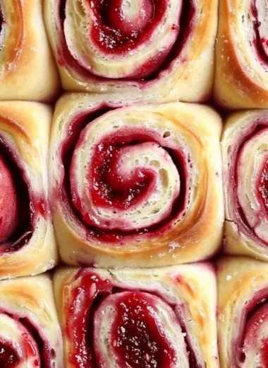 Freshly baked sourdough raspberry lemon rolls ready to enjoy.