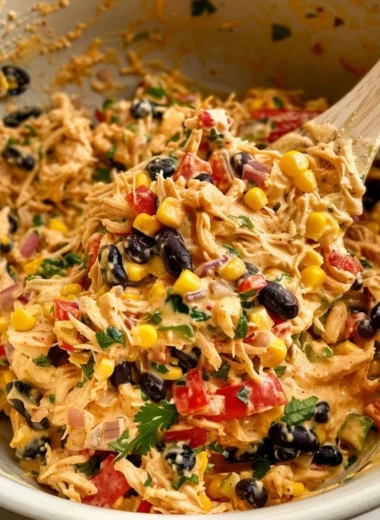 Delicious Southwestern chicken salad with vibrant vegetables and grilled chicken.