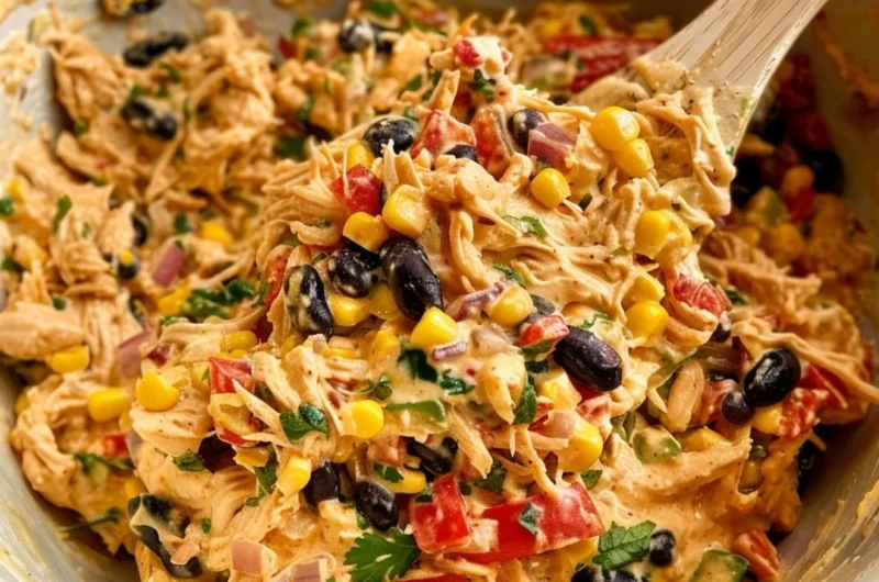 Delicious Southwestern chicken salad with vibrant vegetables and grilled chicken.