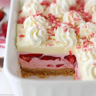 Delicious Strawberry Delight dessert with fresh strawberries and cream