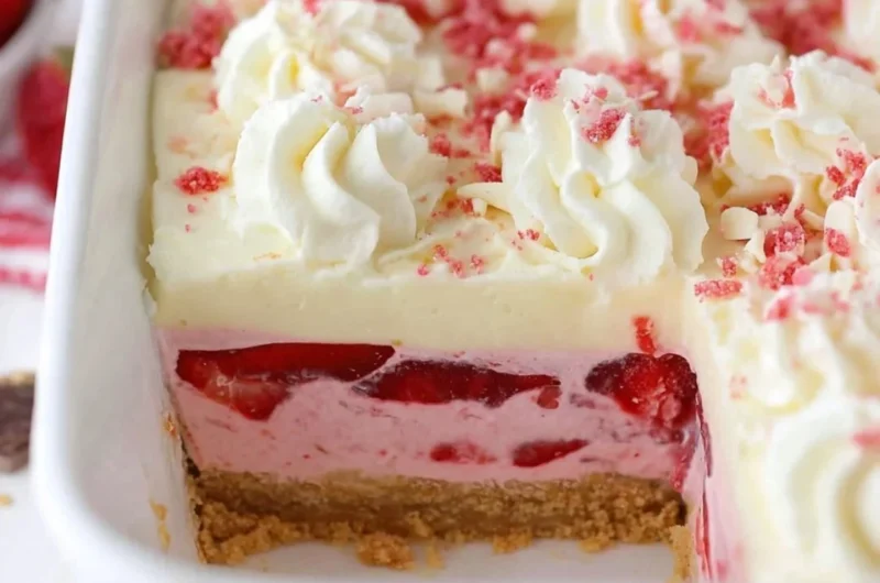 Delicious Strawberry Delight dessert with fresh strawberries and cream