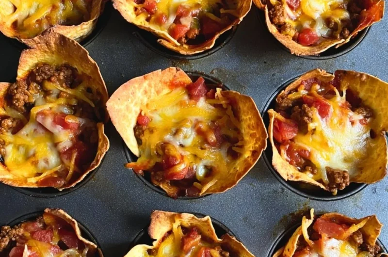 Cozy taco muffins topped with cheese and herbs, perfect for a savory snack