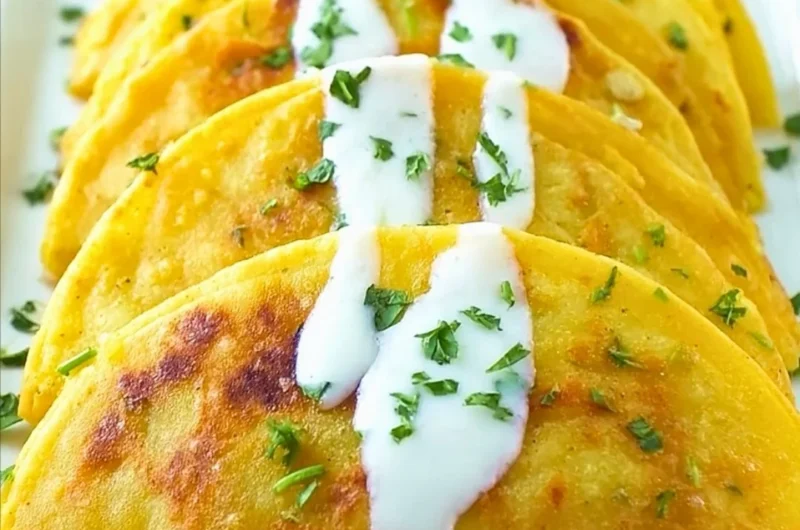 Crispy potato tacos served with fresh toppings and salsa
