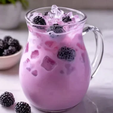 Homemade blackberry coconut pink drink inspired by Starbucks.