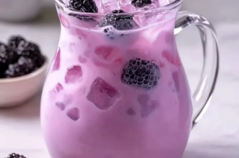 Homemade blackberry coconut pink drink inspired by Starbucks.