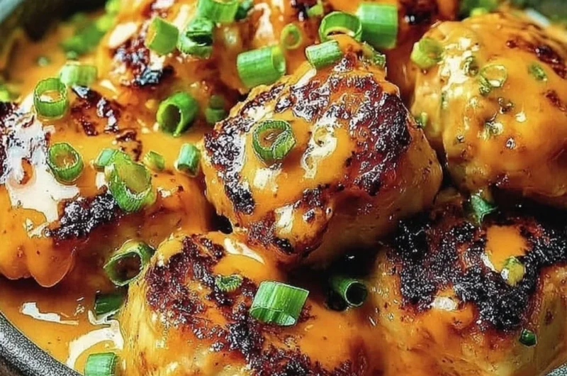 Low Carb Bang Bang Chicken served with vegetables and sauce on a plate