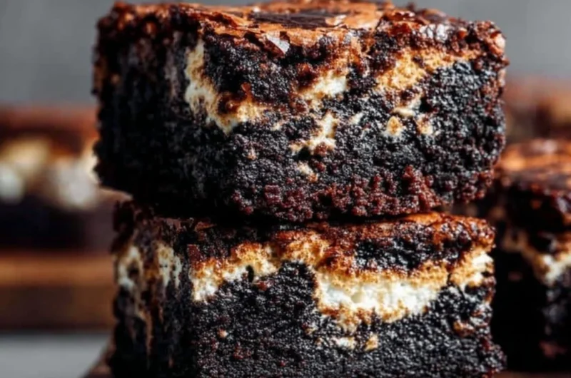 Delicious marshmallow brownies with gooey chocolate and fluffy marshmallows