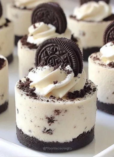 Delicious No-Bake Oreo Cheesecakes with a creamy texture and chocolate cookie crust
