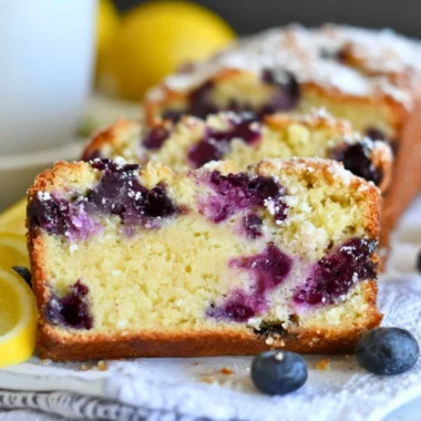 Soft and moist lemon blueberry yogurt cake with fresh blueberries and lemon zest.