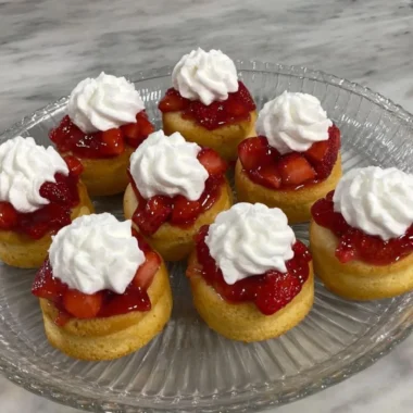 Delicious Strawberry Shortcake Dessert with fresh strawberries and whipped cream