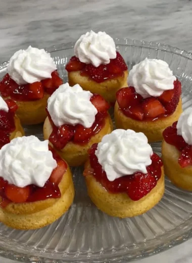 Delicious Strawberry Shortcake Dessert with fresh strawberries and whipped cream