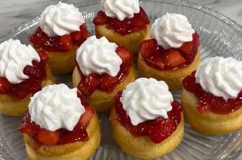 Delicious Strawberry Shortcake Dessert with fresh strawberries and whipped cream