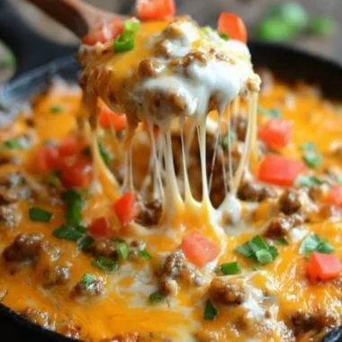 Delicious Texas Trash Dip served in a bowl with chips and toppings