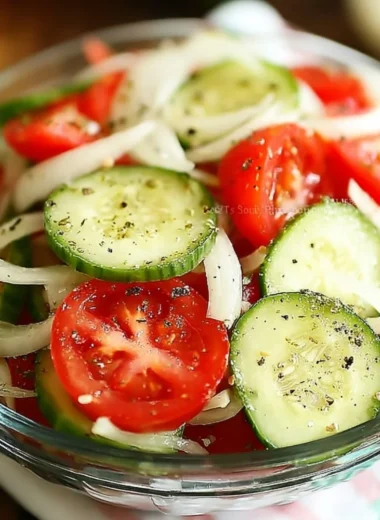 Freshly made Tomato Cucumber Onion Salad in a bowl