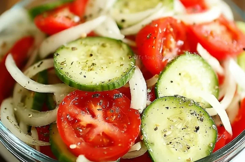 Freshly made Tomato Cucumber Onion Salad in a bowl