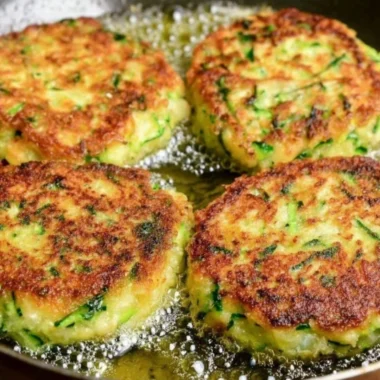 Freshly made zucchini fritters served on a plate with dipping sauce