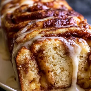A freshly baked apple cinnamon swirl bread on a wooden cutting board.