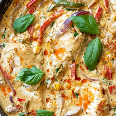 Creamy pesto chicken served with garlic pasta in a delicious creamy sauce